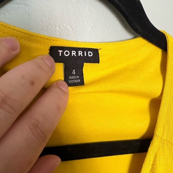 Torrid maxi rayon slub surplice wrap dress in yellow - Picture 3 of 9